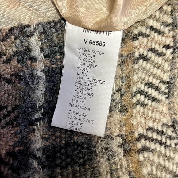 infinitif Paris Plaid Vintage Lush Soft Wool Blend Coat Jacket Made in Paris - Picture 10 of 10